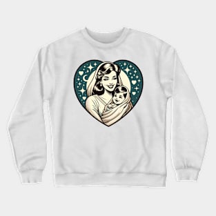 Vintage Motherhood Love Heart Symbol of Maternal Affection Crewneck Sweatshirt